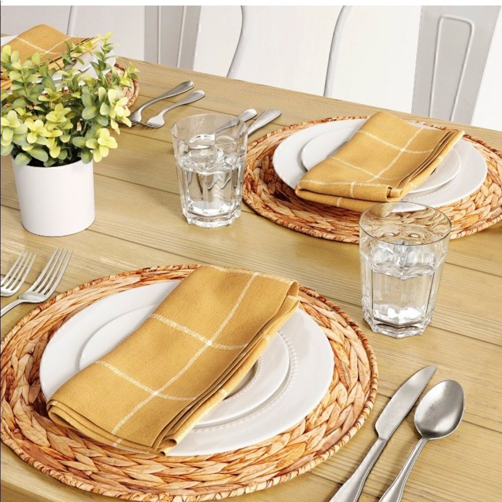 Pair (2) of water hyacinth straw natural material placemats chargers wall decor - Picture 3 of 6